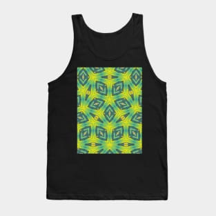 Pea Green and Yellow Green Star Shaped Pattern - WelshDesignsTP004 Tank Top